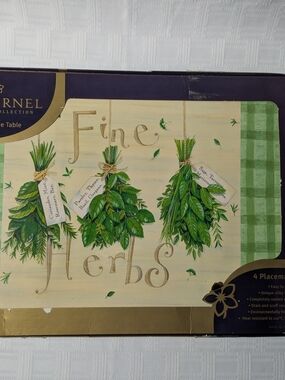 Pimpernel Premier Collection Fine Herbs Placemats Set of 4 Cork Back Hardboard